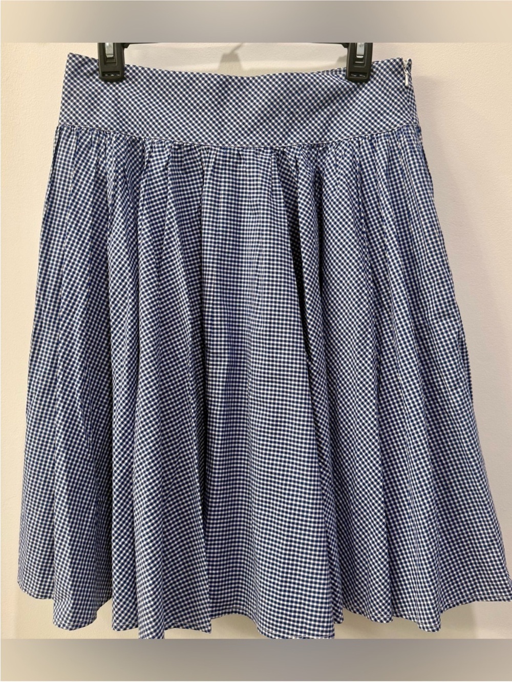 Ralph Lauren | Vnavy and white gingham patterned midi  skirt  ~ Sz4